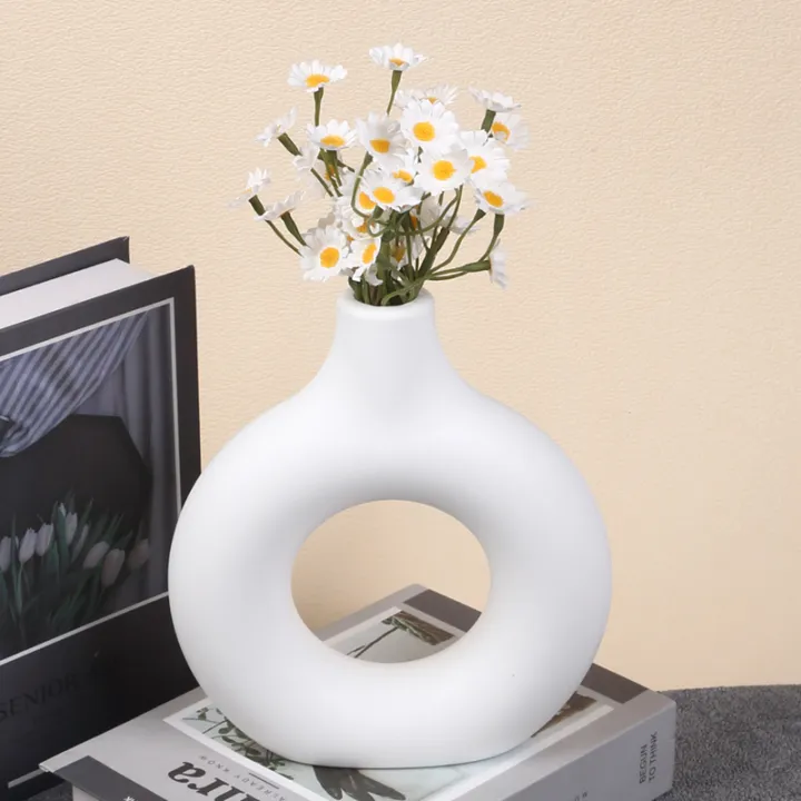 Donut%20Plastic%20Vase%20White%20Black%20Pink%20Cute%20Round%20Vase%20Flowerpot%20Ornaments%20for%20Living%20Room%20Dining%20Table%20Office%20Home%20Decor%20-%20Image%205