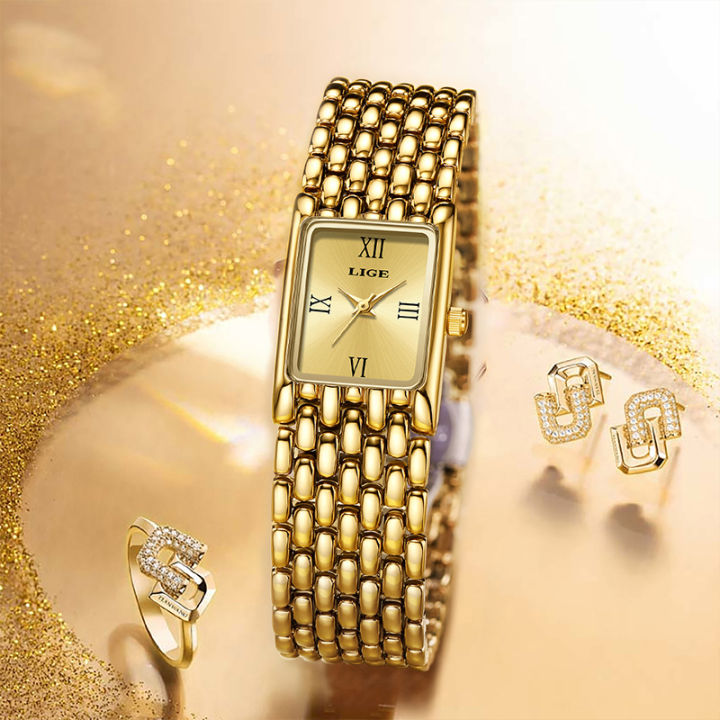 LIGE%202026%20Fashion%20New%20Gold%20Women's%20Watch%20Luxury%20Quartz%20Watch%20Stainless%20Steel%20Bracelet%20Retro%2030M%20Waterproof%20Watches%20Women%20Reloj%20-%20Image%203