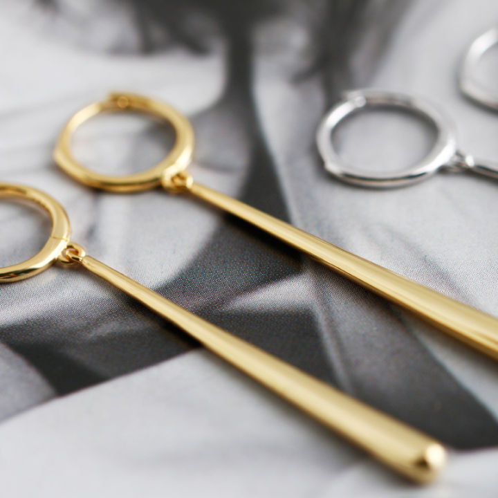 ANENJERY%20Silver%20Color%20Long%20Strip%20Hoop%20Earrings%20for%20Women%20French%20Gold%20Silver%20Waterdrop%20Earrings%20Jewelry%202022%20New%20-%20Image%205