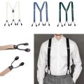 Vintage Suspenders Men Women Adult Leather Trimmed Button End Y Back Adjustable Elastic Trouser Braces Straps Belt Wedding.