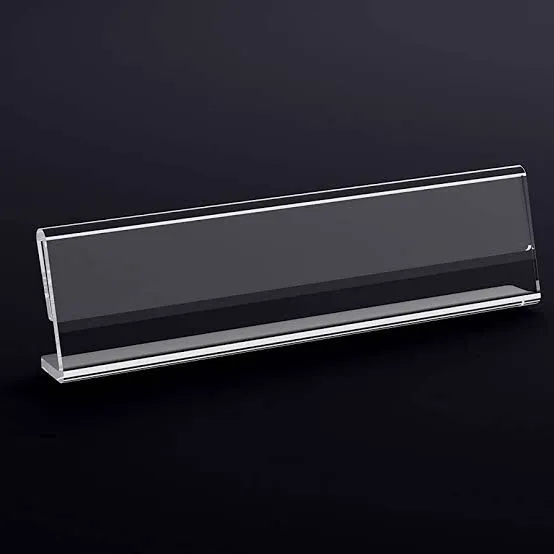 Acrylic Office Desktop Sign Display Name Price Business Card Label Nameplate Table Number Holder Stand