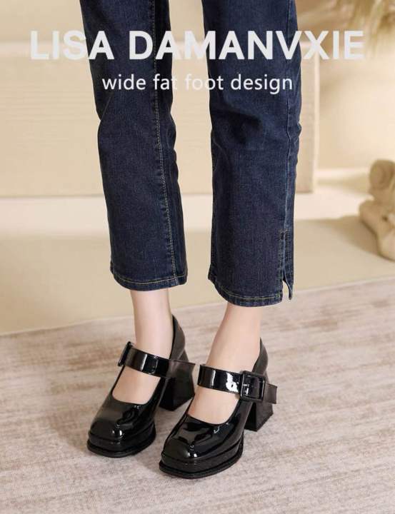 Retro%20Mary%20Jane%20Shoes%20Square%20Toe%20Japanese%20Style%20Jk%20Small%20Leather%20Shoes%20Women's%20High%20Heels%20Chunky%20Heel%20Single%20Strap%20Lolita%20Shoes%20-%20Image%202