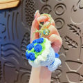 Cute Crochet Bouquet Keychain Mini Hand-knitted Flower Keychain Ring Car Bag Hanging Pendant Ornament Lover Valentine's Day gift. 