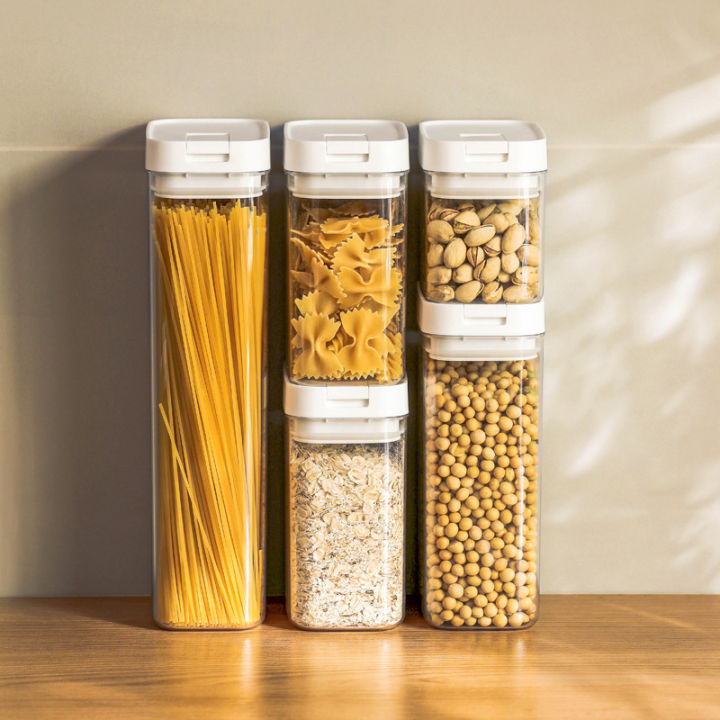 Pasta Storage Box Transparent Plastic Grain Seal Tank Spaghetti Storage ...