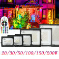 RGB LED Floodlight Remote Control 20W 30W 50W 100W 150W 200W Outdoor Spotlights AC220V Waterproof IP66  Outdoor Ambient Light. 
