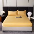 Satin Rayon Fitted Sheet Solid Color Mattress Cover With Elastic Band Bed Sheet High-End Home Hotel Bedding Fit Sheet. 