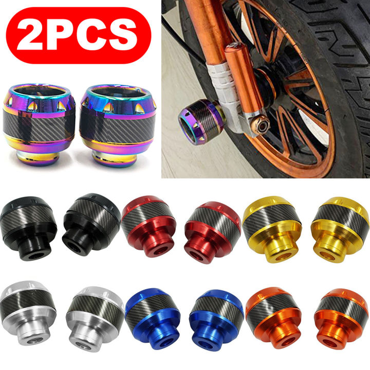 2Pcs Motorcycle Wheel Protection Crash Pad Protectors Alloy Motocross Falling Front Fork Slider Shock Absorption Cups Universal