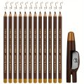 12pcs black/borwn/dark brown eyebrow pencil sharpener Eyebrow Pencil with Sharpener eyebrow line lasting.