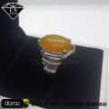 Natural Zard Aqeeq Ring , Yellow Agate Ring , 925 Silver "Chandi" Ring With Yellow Aqeeq Stone. 