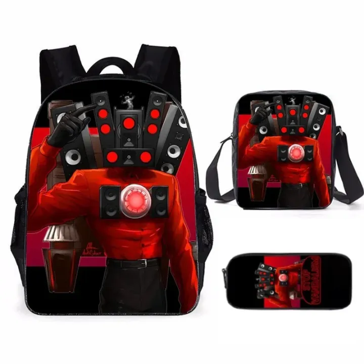 3PC-Set Skibidi Toilet Children's Backpack Boy School Bag for Teenage Backpack Anime Boys Girls Anime Cartoon School Bag Mochila