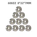 10pcs 608ZZ 608RS Deep Groove Ball Bearing 8*22*7 8x22x7 MM Double Shielded Miniature High-carbon Steel Single Row 608ZZ ABEC-7. 