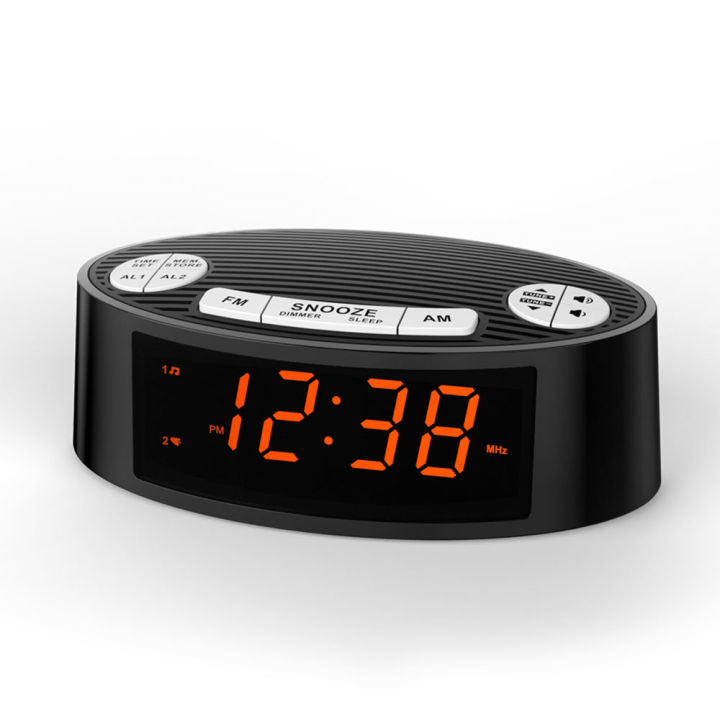 AM/FM Alarm Clock Radio with Dual Alarm Sleep Timer & Snooze Functions Orange LED Display 4-Level Dimming Option iTOMA CKS3301U