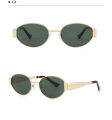 CREEK Trendy Retro Oval Sunglasses for Women – Golden Frame with Green UV Lenses | 2025 Designer Fashion Shades. 