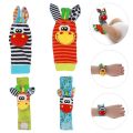 Cartoon Plush Socks Wrist Strap Rattles Baby Toys Newborn Infant Kids Animal Sock Foot Finder Toy Gift Soft Rattle 0-36 Months.