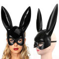 Black White Rabbit Bunny Mask Bunny Half Long Ears Masquerade Mask for Halloween Birthday Party Easter Costume Accessory. 