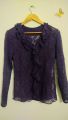 women's floral net lace ruffle neck full sleeve shirt top blouse for girls. 