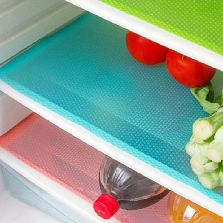 4PCS Refrigerator Pad Antibacterial Antifouling Mildew Moisture Absorption Pad Refrigerator Mat Pad