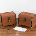 1Set Wooden Treasure Chest With Lock Piggy Bank Organizer Vintage Treasure Storage Box Saving Box Case For Home Decoration. 
