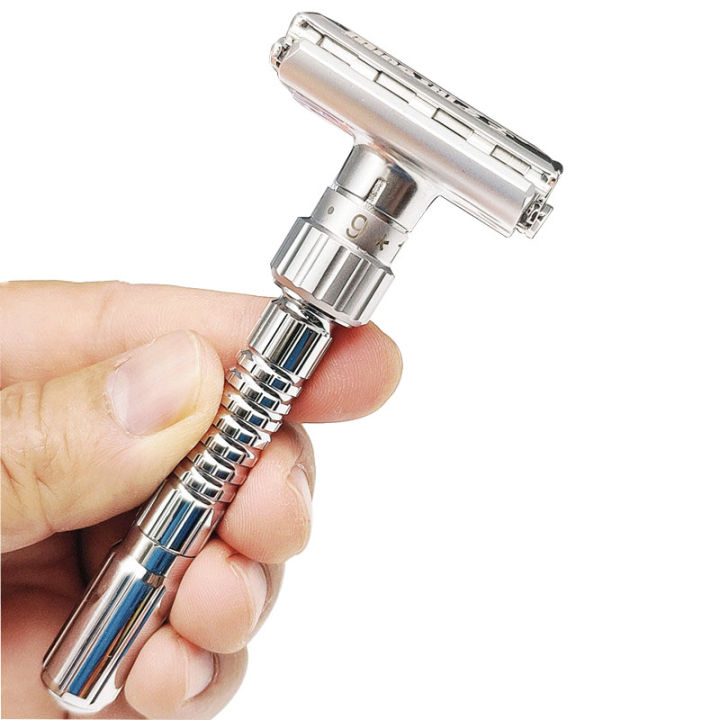 Adjustable%20Double%20Edge%20Safety%20Razor%20Classic%20Men%20Shaving%20Zinc%20Alloy%20Metal%20Manual%20Shaver%20Men's%20Hair%20Removal%20With%205%20Blades%201%20Case%20-%20Image%204