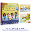 Usborne Lift The Flap Very First Questions & Answers Why Do I Have To Go To School ？3D Flap English Picture Books for Kids Baby. 