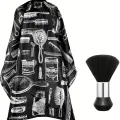 Barber wrap set Waterproof Hair Cutting Cape with Neck Duster Brush - Professional Barber Salon Hairdressing Apron Hair Stylists. 
