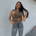 MUJER 2025 Woman Body Leopard Print Mesh Sleeveless Bodysuit Women Summer Tulle Off Shoulder Tight Bodysuit Lingerie Body.