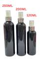 200ML  Black Cylindrical  Plastic Bottles + Chrome Atomiser Spray ANY AMOUNT. 