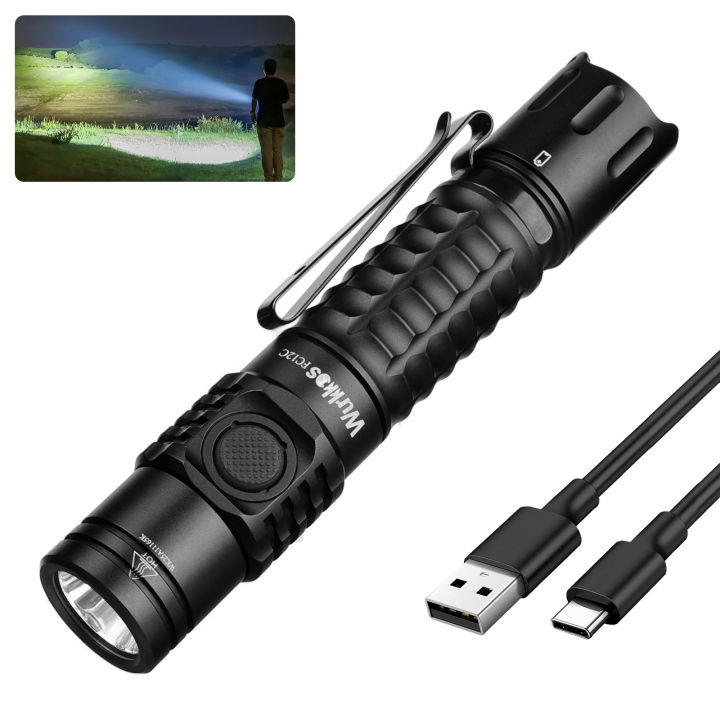 Wurkkos FC12C Tactical Torch 1600 Lumens Rechargeable LED Flashlight ...