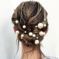 Women U-shaped Pin Metal Barrette Clip Hairpins Simulated Pearl Bridal Tiara Hair Accessories Wedding Hairstyle Design Tools.