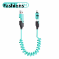Fashions 65W Quick Charger Spring USB Cable 4 in 1 Spring Data Cable 6A USB Type C Spring Telescopic Wire for iPhone iPad MacBook Huawei-Multicolour. 