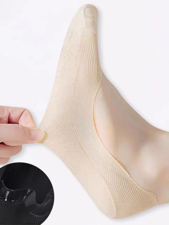 5%20Pairs%20Socks%20Women's%20Summer%20Invisible%20Short%20Ankle%20Foot%20No-show%20Low%20Cut%20Silicone%20Non-slip%20Black%20Boat%20Socks%20-%20Image%206