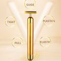 T-shaped Thin Face Artifact 24k Golden Vibrating Facial Massager T Shape Facial Roller Massager Vibrating Lifting Body Skin. 