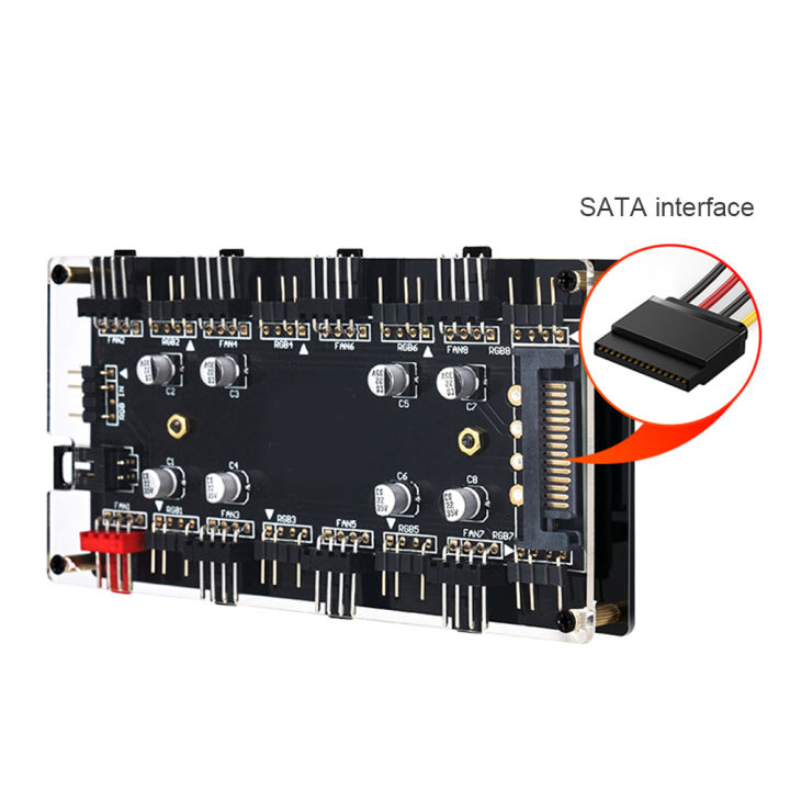 12V%204Pin/5V%203PIN%201%20To%208%20Multi%20Way%20Splitter%20ARGB/RGB%20PWM%20Fan%20Hub%20LED%20Light%20Strip%20Controller%20Addressable%20RGB%20Lighting%20PCB%20Splitter%20-%20Image%202