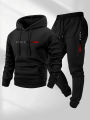 PARIS Letter Print Sweatshirt Suit Men's Fleece Hoodie Pants Set Spring Autumn Winter Warm Casual Sports Pullover Trousers Sets. 