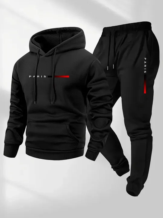 PARIS%20Letter%20Print%20Sweatshirt%20Suit%20Men's%20Fleece%20Hoodie%20Pants%20Set%20Spring%20Autumn%20Winter%20Warm%20Casual%20Sports%20Pullover%20Trousers%20Sets%20-%20Image%202