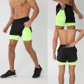 Men's Running Shorts Quick-drying Fitness Black Double Layer Shorts Men New Sport Workout Training Bodybuilding Short Pants.