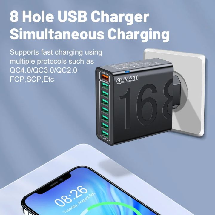 Total%20150W%208%20Ports%20USB%20Charger%20Fast%20Charging%20Phone%20Charger%20Adapter%20For%20iPhone%20Samsung%20Xiaomi%2014%2015%20Quick%20Charge%203.0%20Wall%20Charger%20-%20Image%202