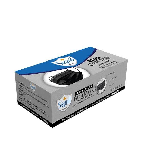 Sepnil Face Mask (Black & Blue) Color - 50 pcs Box