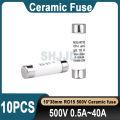 10Pcs 10x38mm Ceramic Fuse 10*38mm 500V 500MA 0.5A 1A 2A 3A 4A 5A 6A 8A 10A 16A 20A 25A 32A 40A RO15 Ceramic Fuse. 