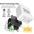 2 Ports Mini 35W GaN USB Type C Charger QC3.0 Portable Fast Charging For iPhone 14 Pro 13 KR/EU/US/UK Plug.