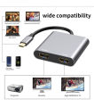 USB C to Dual HDMI Adapter 4K@60hz Type C to HDMI Splitter for 2 Monitors For MacBook Air/Pro More Laptops with Thunderbolt 3/4. 