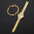 2PCS Luxury Full Diamond Women Watches Bracelet Set Fashion Decorative Three-eyes Ladies Quartz Wristwatch (Without Box). 