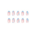 24pcs Almond Head Fake Nails French Line Design Full Coverage False Nail Art Finished with GluWearable Removable Press on Nails. 