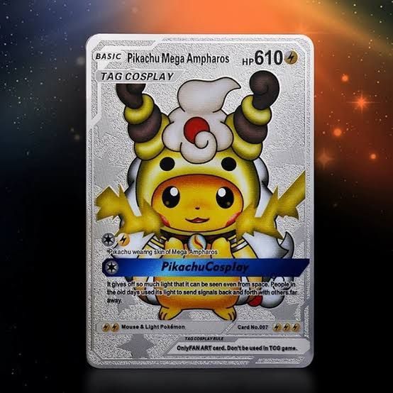 Pikachu Mega Ampharos Iron Pokemon Cards Silver Foil Pokemon Letters in English ...