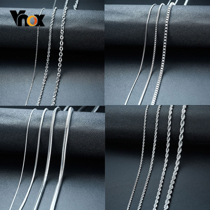 Vnox Vnox Basic Chain Necklaces for Men Never Fade Tone Stainless Steel Rolo ...