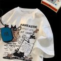 M-8XL 2025 New Summer Korean Style Fun Cartoon Print T-shirt Man Women Unisex Oversized Plus Size Tshirt Trendy Tees.