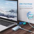 USB C HUB, USB C Adapter 11 in 1 Dongle with 4K HDMI, VGA, Type C PD, USB3.0, RJ45 Ethernet, SD/TF Card Reader, 3.5mm AUX, Docking Station Compatible.