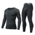 2-piece Autumn And Winter Solid Color Fashionable Casual Base Set Slim Fit Sports Fitness Long Sleeved Pants Warm Underwear Set.