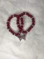 Beautiful pink and white butterfly charm bracelet Glass beads friendship bracelet for couples, best friends, girls. 