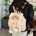 Kuromi Melody Cartoon Cute Puppy Plush Flip Backpack Women's Casual Large Capacity Cute kawaii Cartoon School Bag Mochila. 